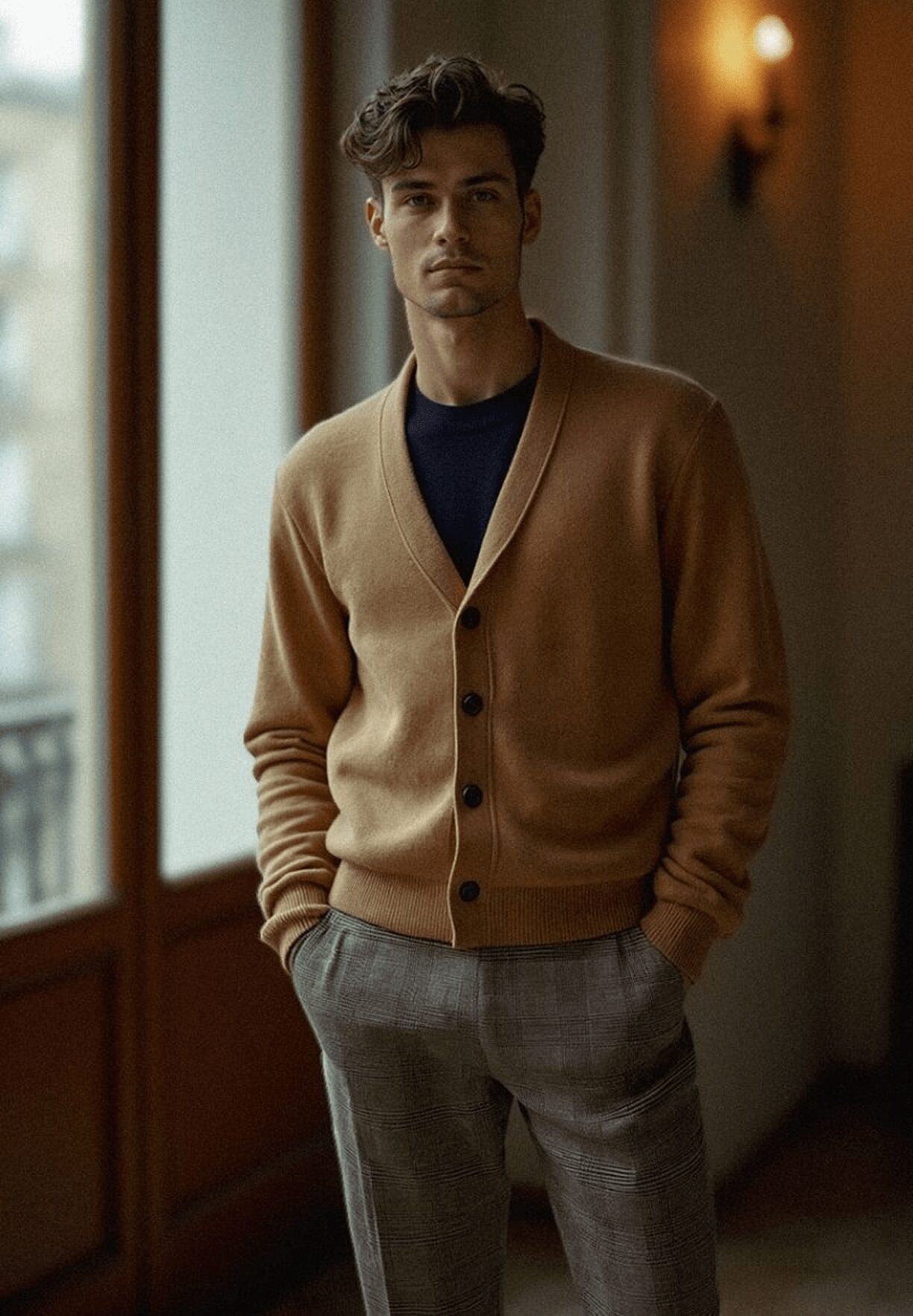 Overshirts - Camel shawl collar wool-cashmere Verona cardigan